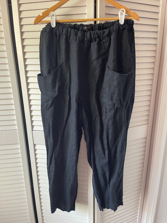 Quince Pants - Quince 100% European Linen Tapered Ankle Pants Black XL
